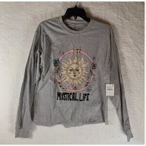 Cozy Rozy MYSTICAL Life Graphic Long Sleeve Top Sz LARGE Gray NWT